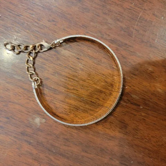 Gold .25" Width Open Cuff Bangle Bracelet with Lobster Claw Clasp - Picture 3 of 10